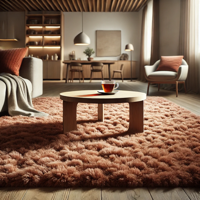 Hochflor Teppich terracotta