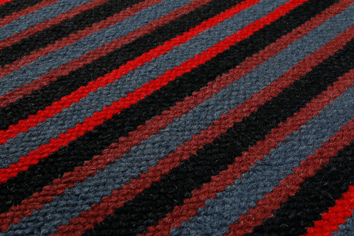160x230 Teppich Wohnzimmer Marine Stripes – Klassischer Streifenteppich in Rot, Blau und Schwarz