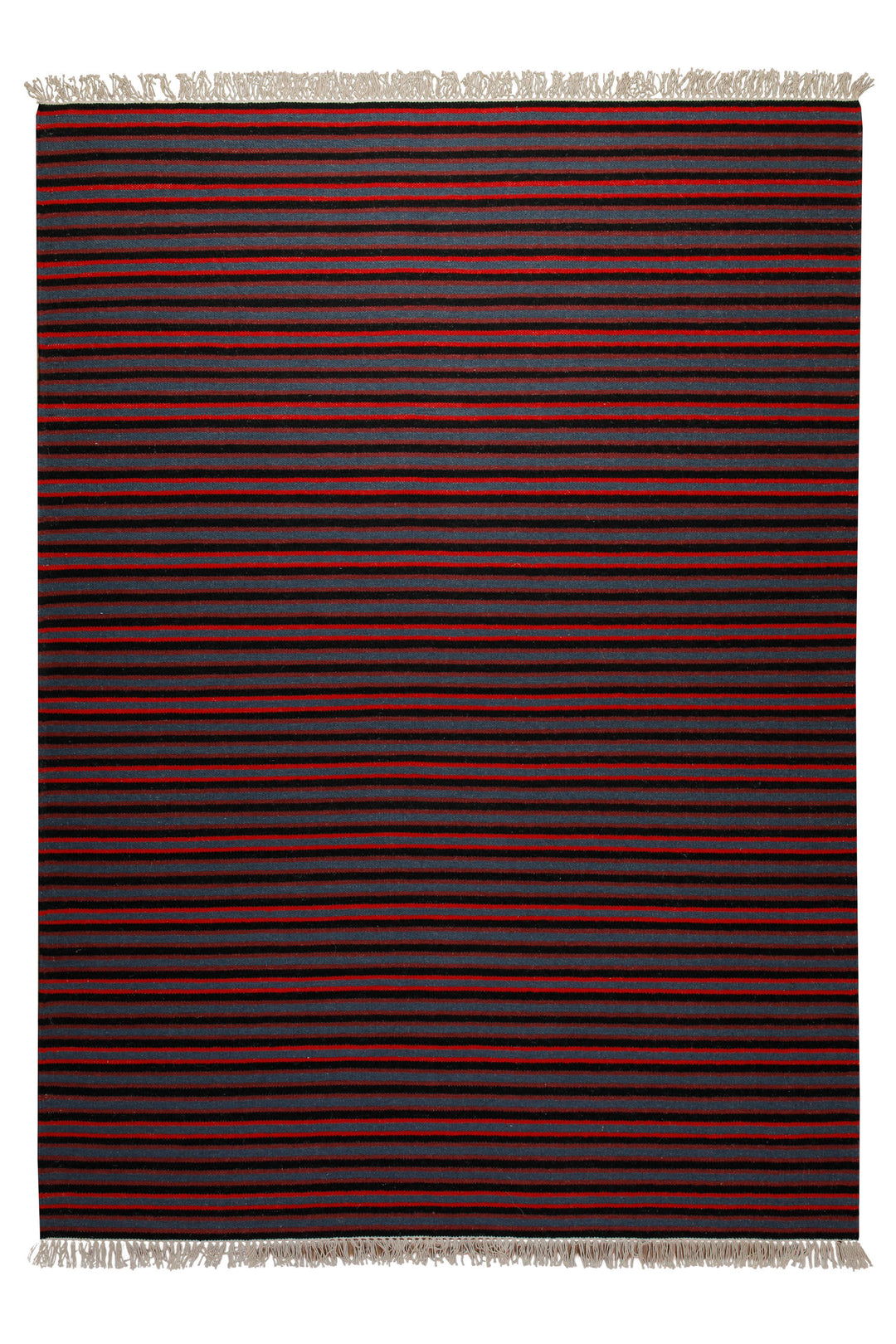 160x230 Teppich Wohnzimmer Marine Stripes – Klassischer Streifenteppich in Rot, Blau und Schwarz