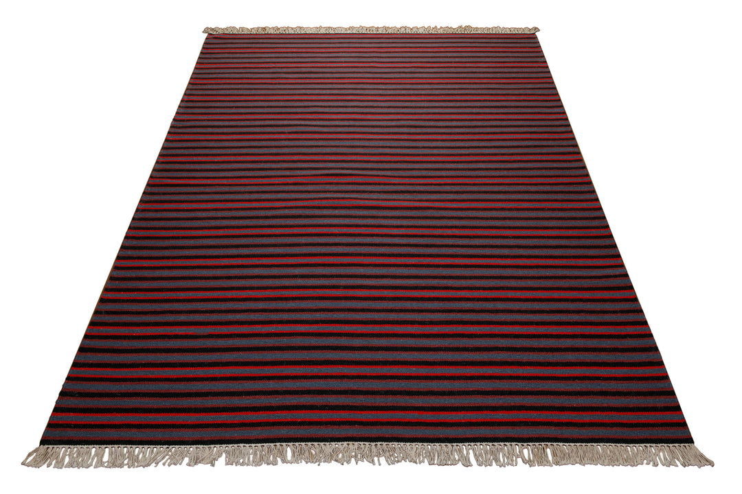 160x230 Teppich Wohnzimmer Marine Stripes – Klassischer Streifenteppich in Rot, Blau und Schwarz