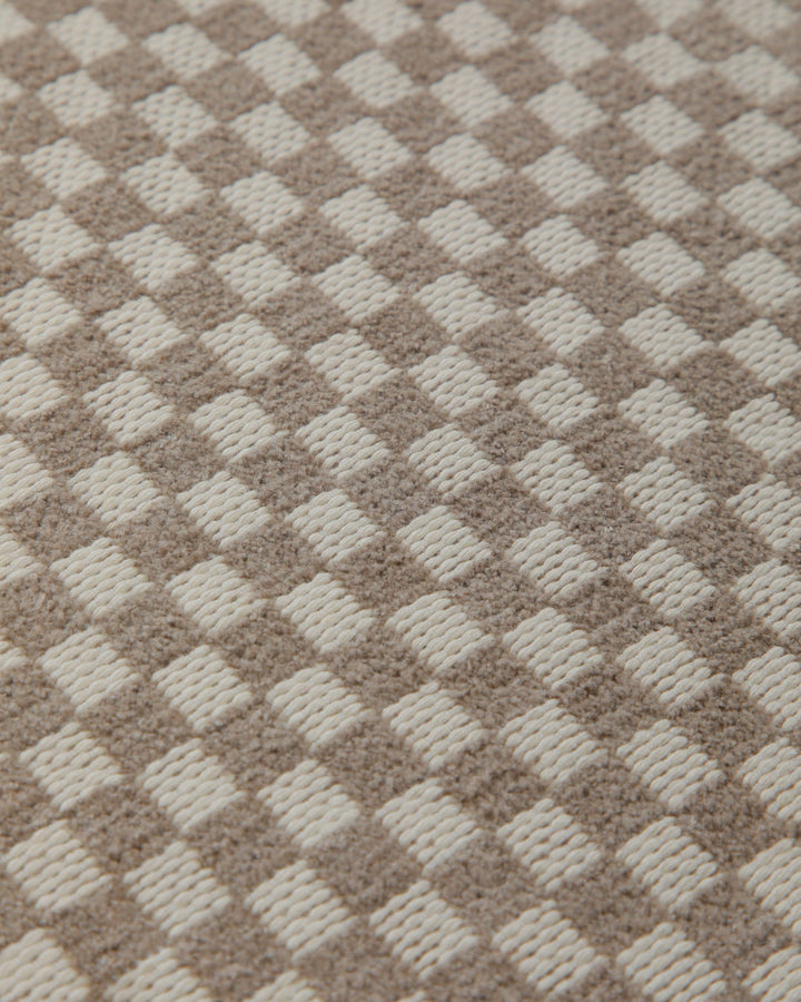 Baumwollteppich Estland beidseitig Feinkaro beige 160x230 cm – Nahaufnahme der Farbgebung