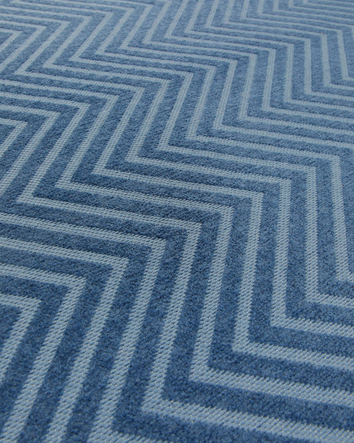 Baumwollteppich Estland beidseitig Zickzack blau 160x230 cm – Detailansicht des Flors