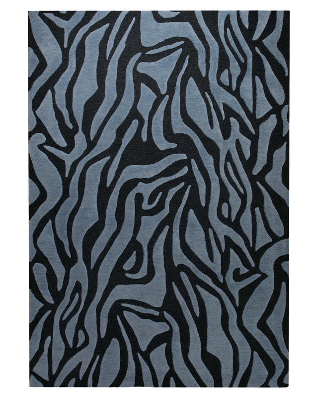 Wilde Linie in Rauchblau - Handtuft Wolle 160 x 230 cm – Produktfoto freigestellt