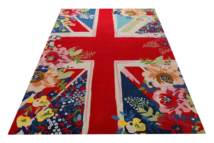 Union Jack floral - Handtuft Wolle 160 x 230 cm – Teppich im Raum platziert