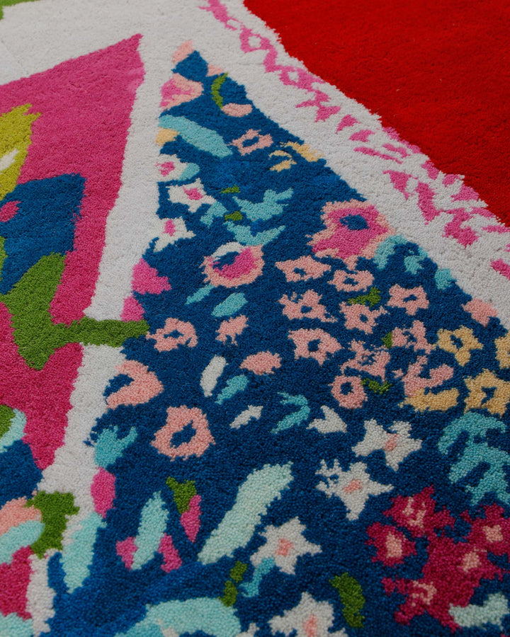 Union Jack in Zuckerrosa - Handtuft Wolle 160 x 230 cm – Produktfoto freigestellt