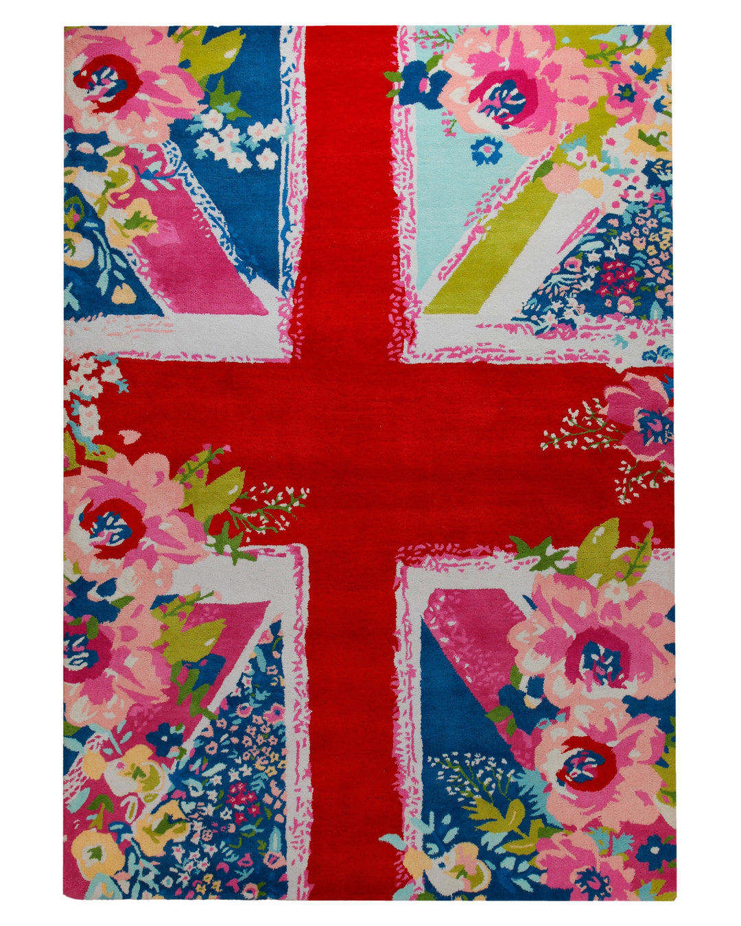 Union Jack in Zuckerrosa - Handtuft Wolle 160 x 230 cm – Detailaufnahme der Textur