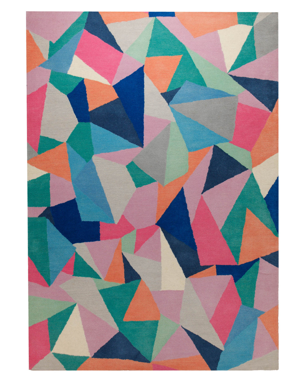 Prismenmosaik bunt - Handtuft Wolle 160 x 230 cm – Detailaufnahme der Textur