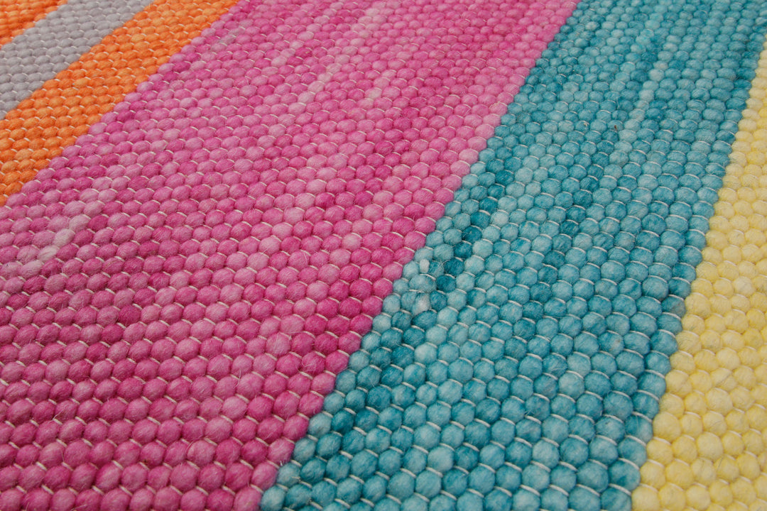 160x230 Teppich Wohnzimmer Happy Stripes – Bunter Baumwollteppich für gute Laune