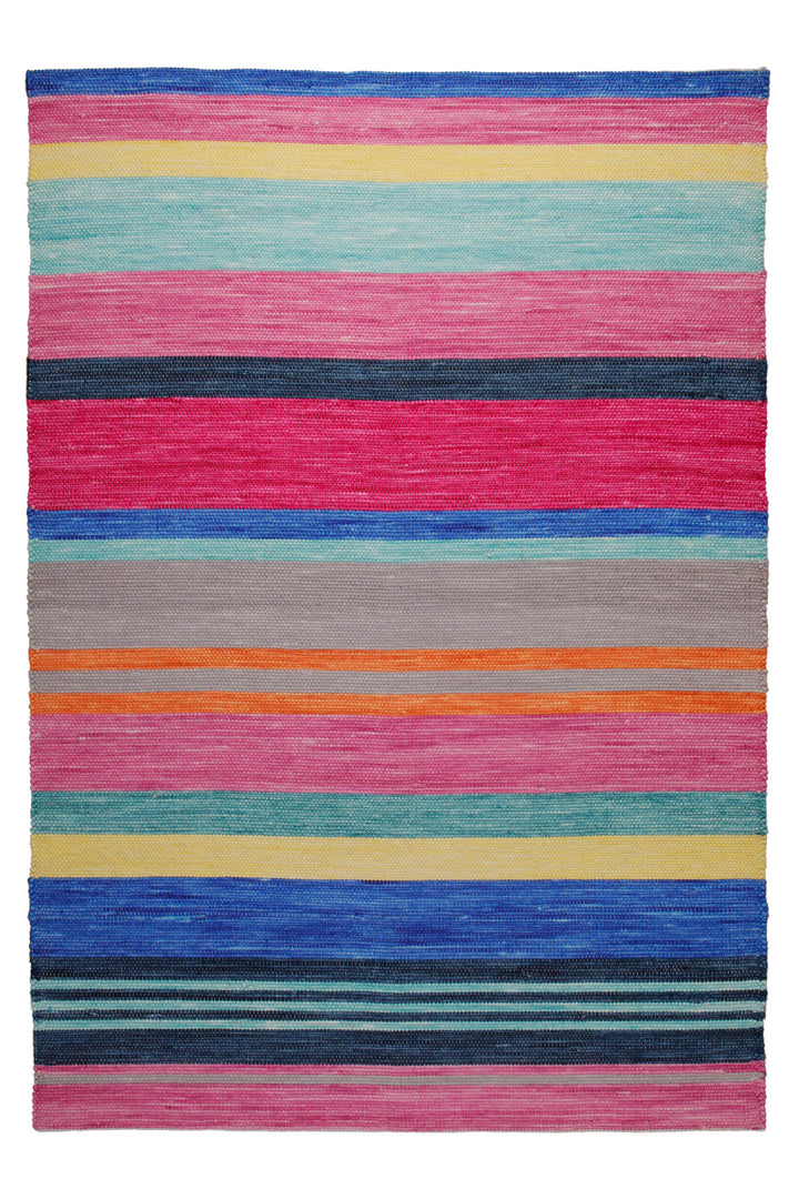 160x230 Teppich Wohnzimmer Happy Stripes – Bunter Baumwollteppich für gute Laune