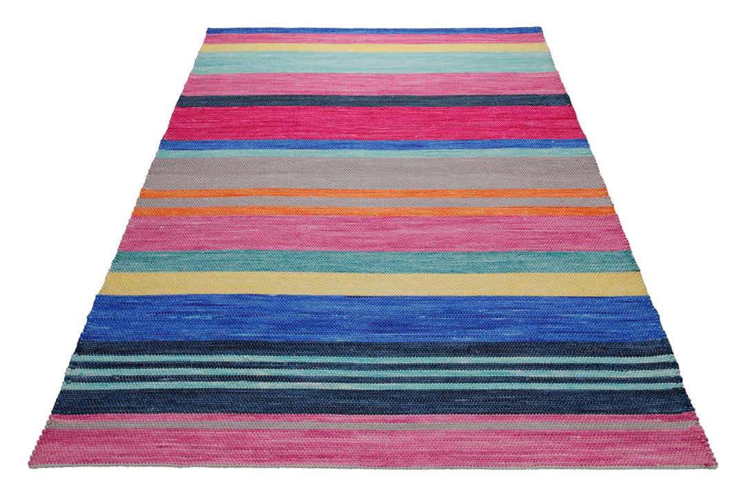 160x230 Teppich Wohnzimmer Happy Stripes – Bunter Baumwollteppich für gute Laune