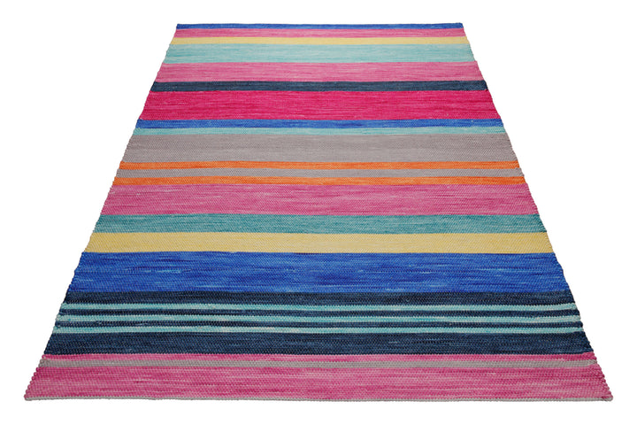 160x230 Teppich Wohnzimmer Happy Stripes – Bunter Baumwollteppich für gute Laune