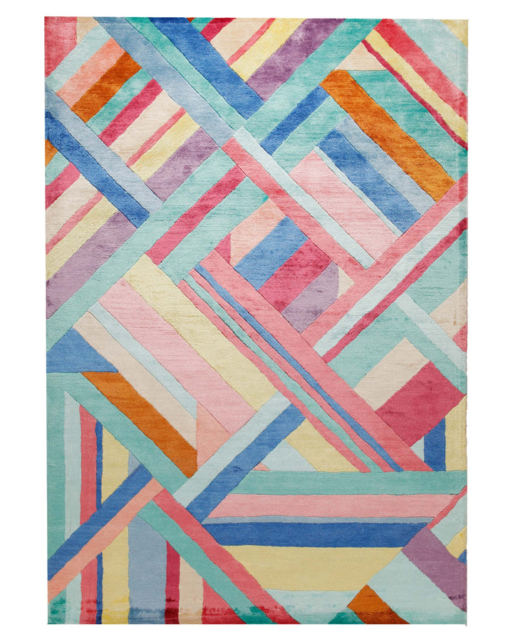 Aquarell-Geflecht in Pastell - Handtuft Viskose 160 x 230 cm – Detailaufnahme der Textur