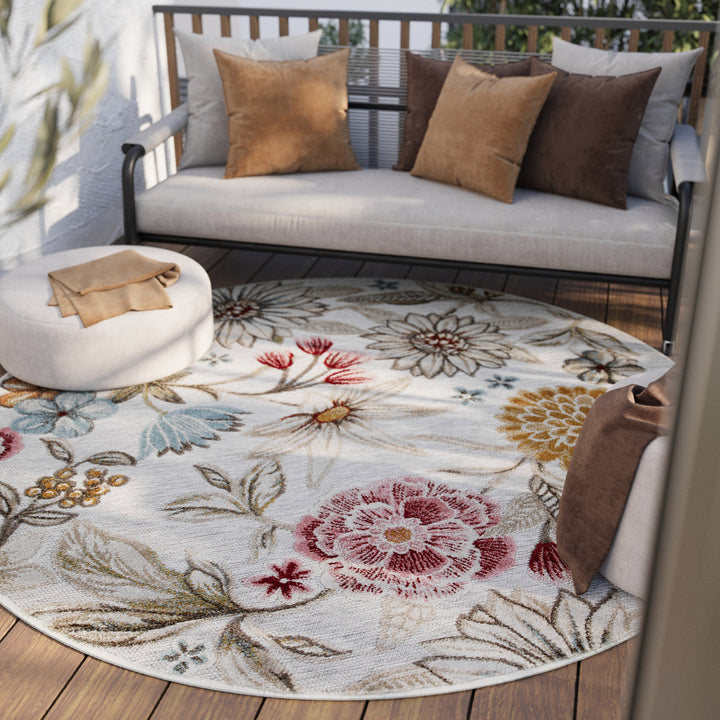 Abloom Outdoor beige Kurzflor rund