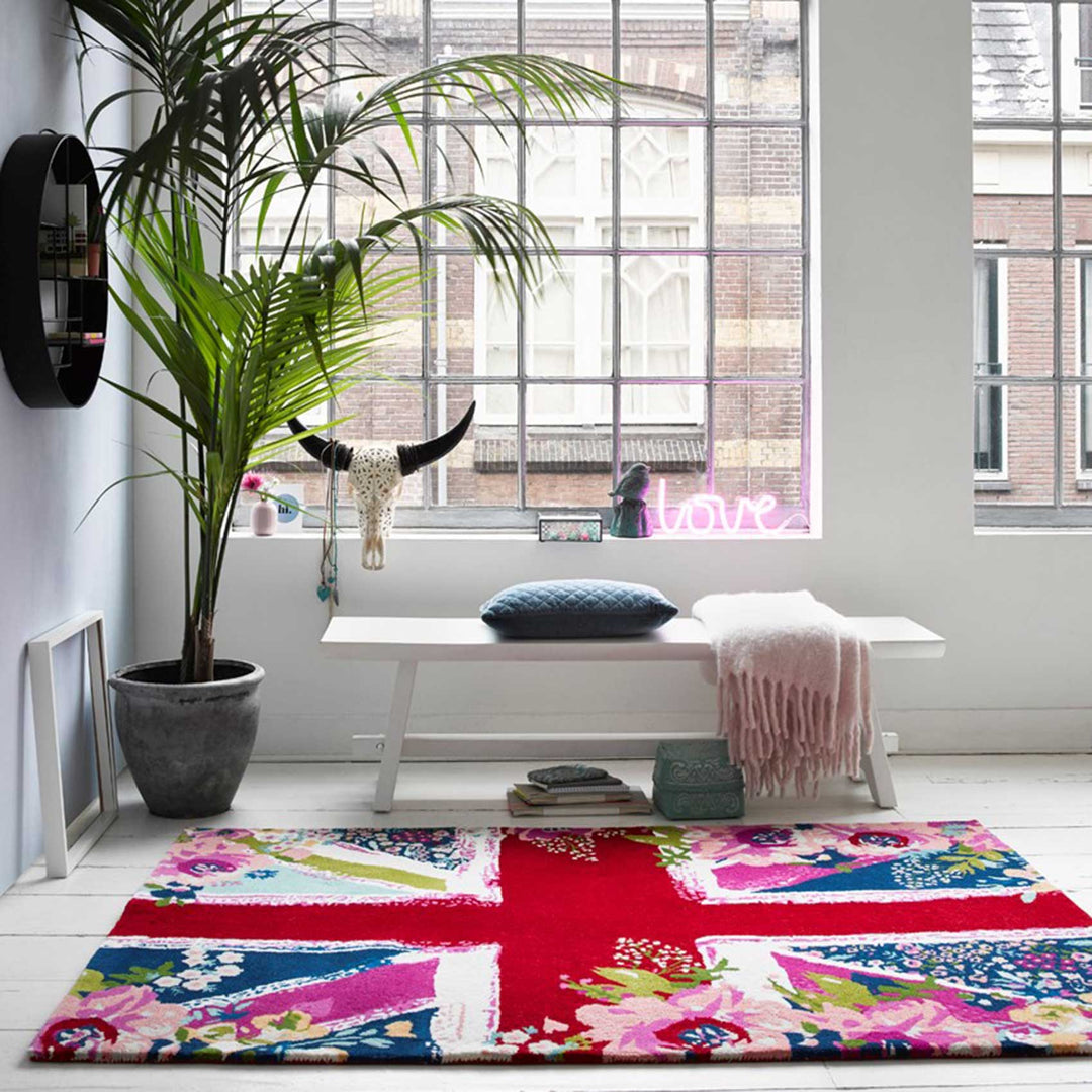 Bloom Kingdom Teppich rot Kurzflor rechteckig