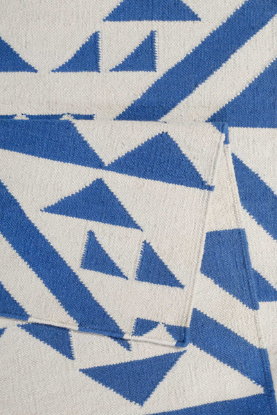 Kelim Teppich Blau Creme Weiß aus Wolle » Blue Mellow « Accessorize