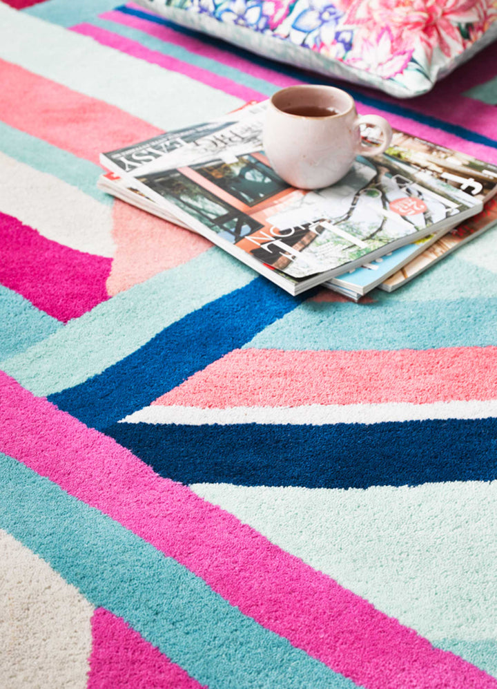 Linear Teppich rosa Kurzflor rechteckig