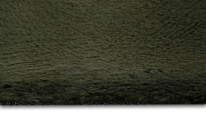 Hochflor Teppich Alice Oliv Grün Detailansicht Kante