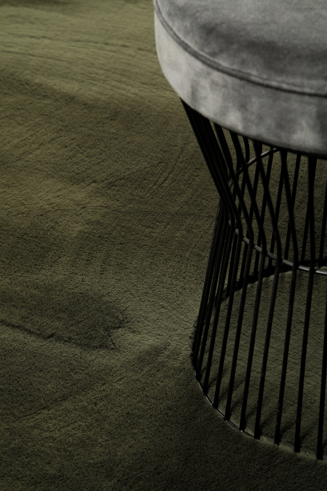 Alice Teppich olive Hochflor rund