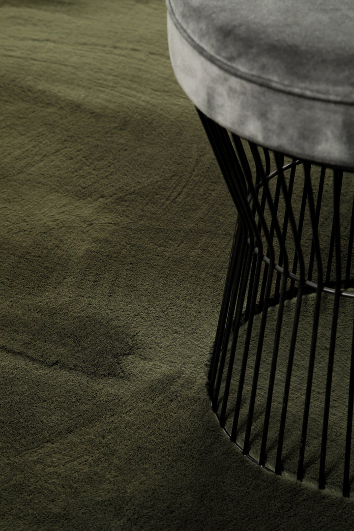 Alice Teppich olive Hochflor rund