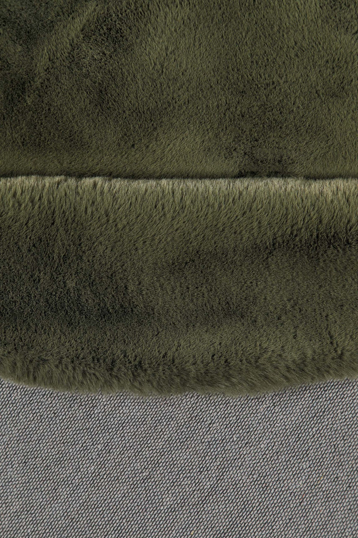 Alice Teppich olive Hochflor rund