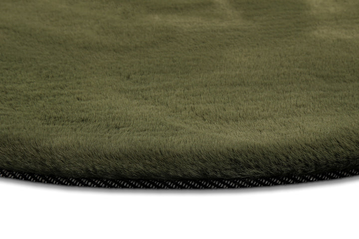 Alice Teppich olive Hochflor rund