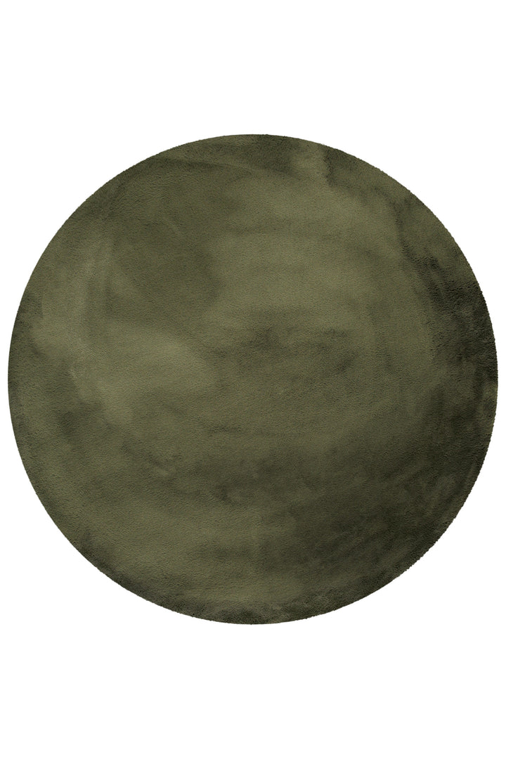 Alice Teppich olive Hochflor rund