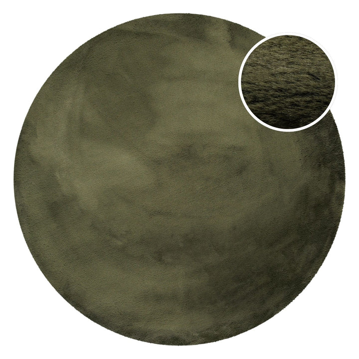 Alice Teppich olive Hochflor rund