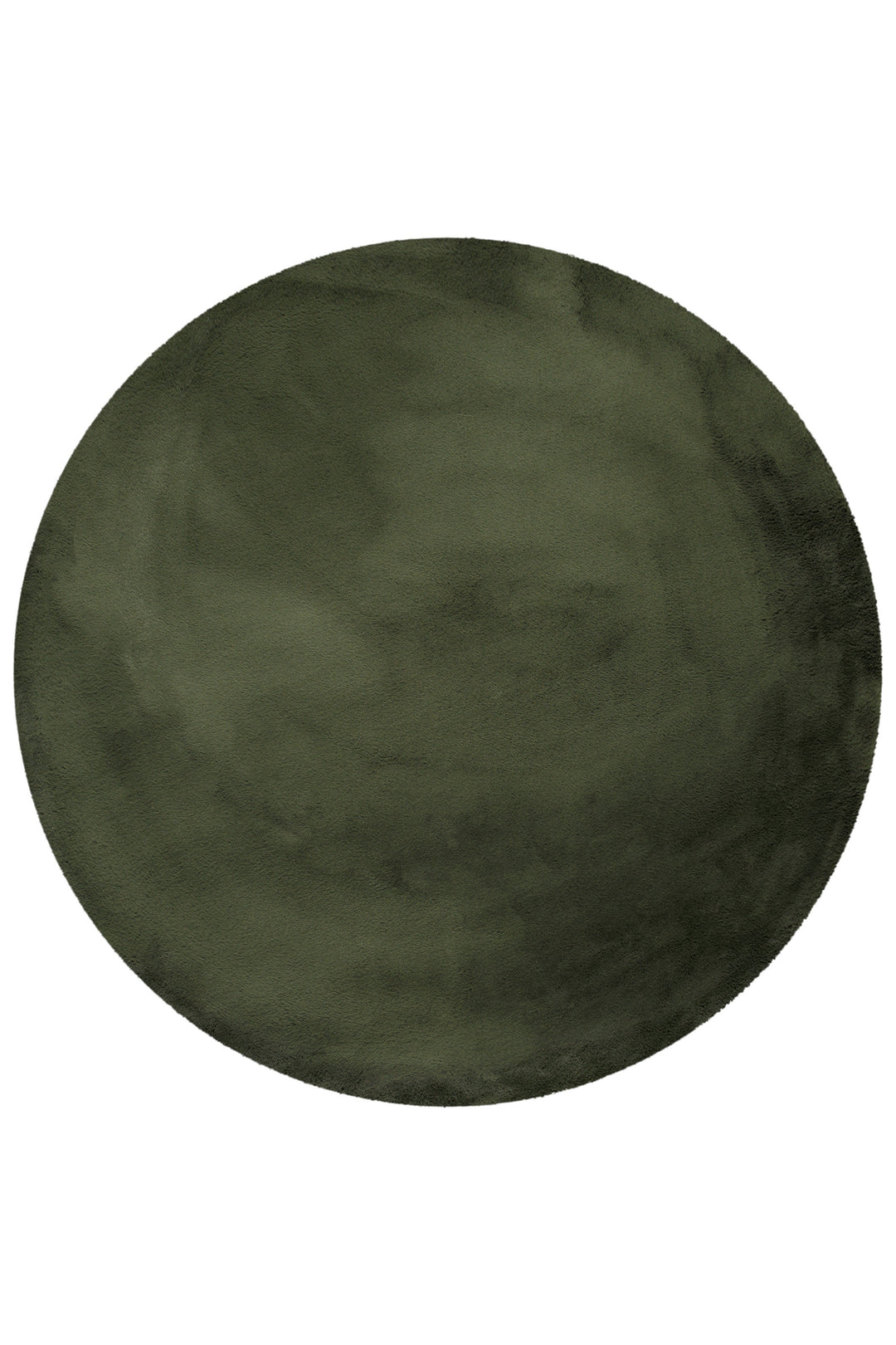 Hochflor Teppich Alice rund Oliv Grün Frontansicht