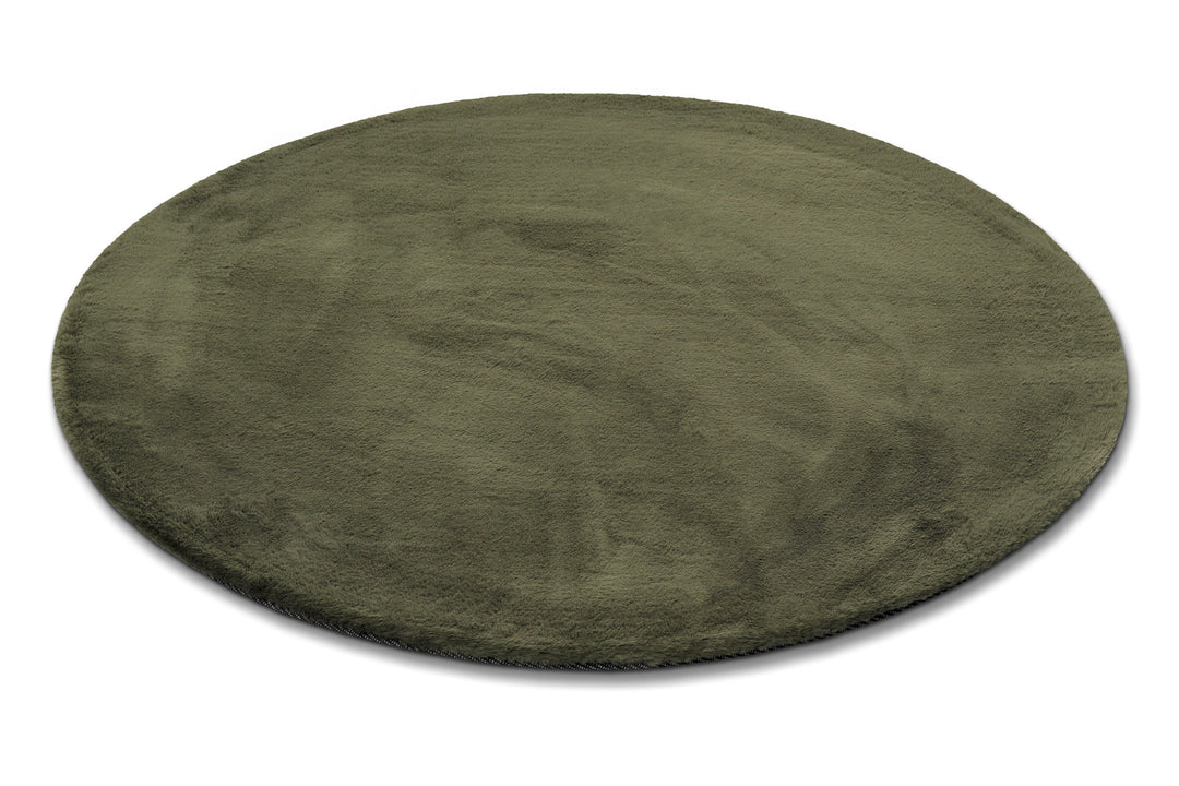 Alice Teppich olive Hochflor rund
