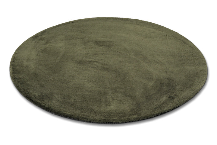 Alice Teppich olive Hochflor rund