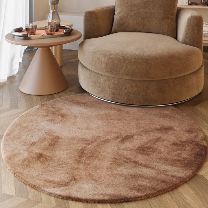 Alice Teppich apricot Hochflor rund