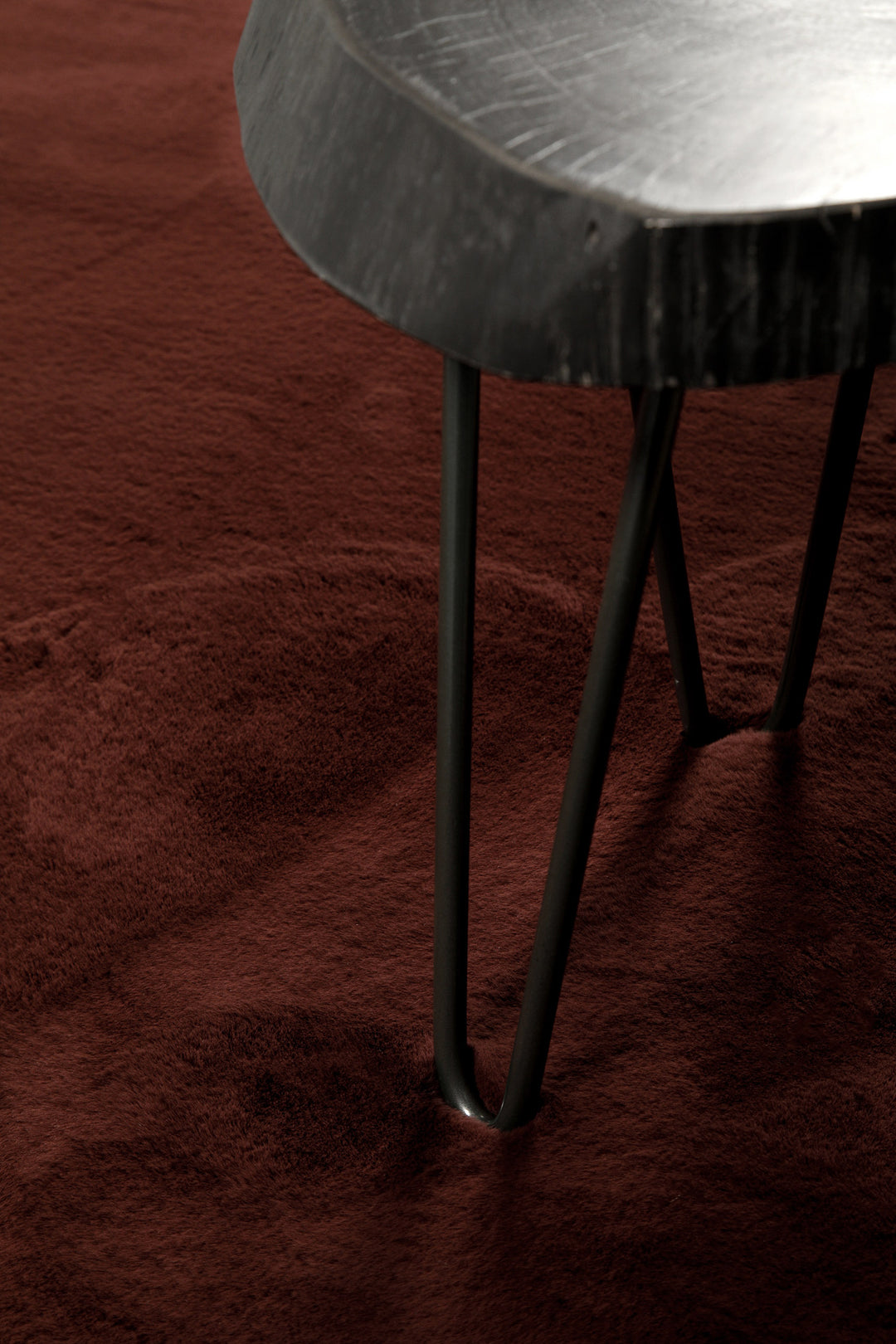 Alice Teppich bordeaux Hochflor rund