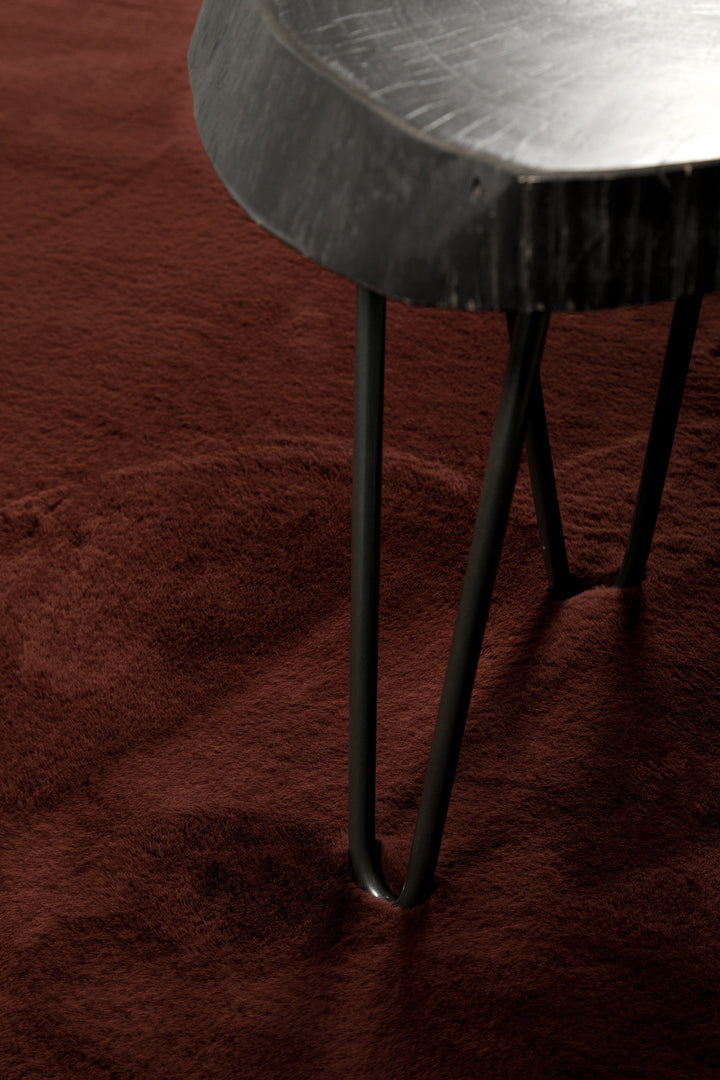 Alice Teppich bordeaux Hochflor rund