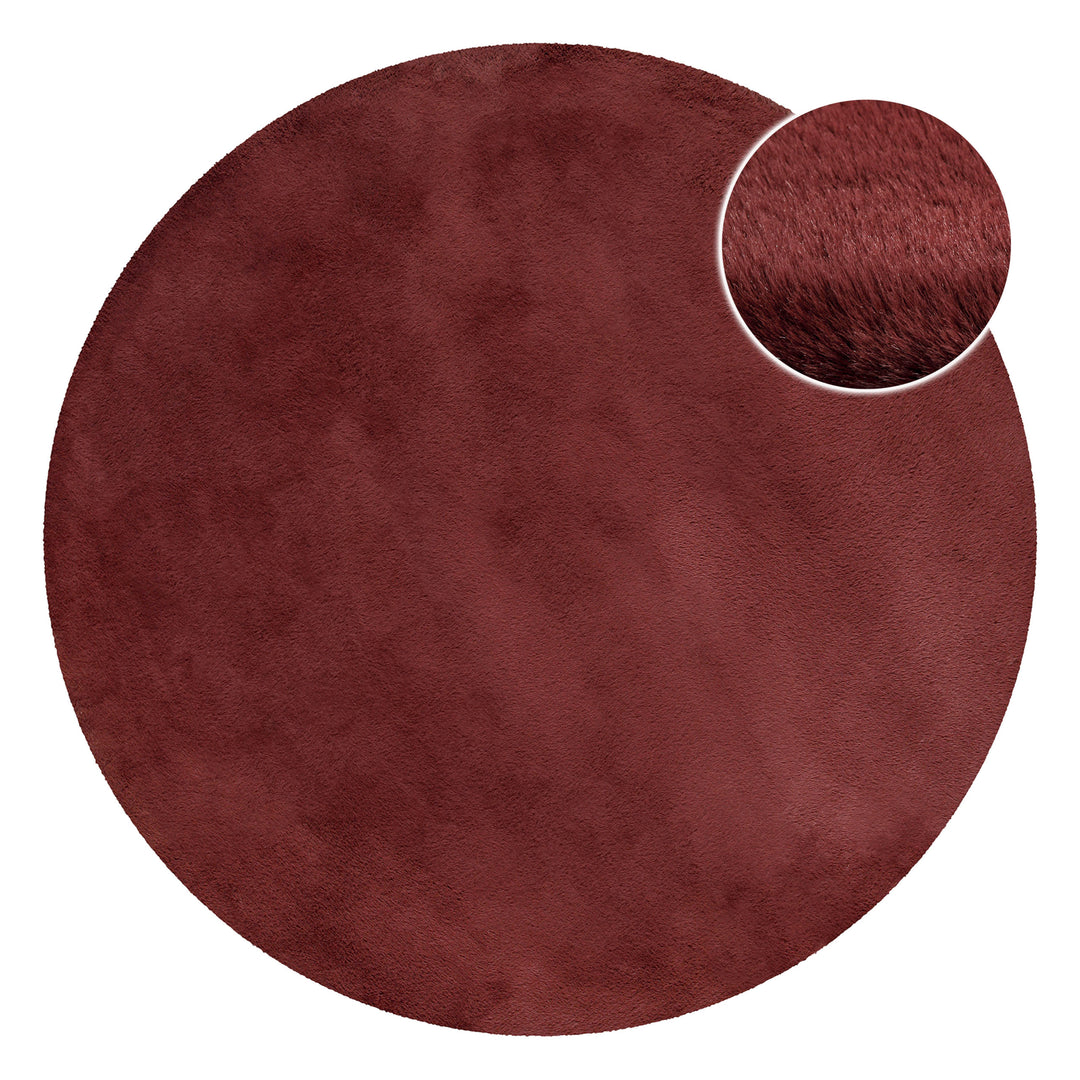 Esprit Teppich Rund Bordeaux Rot und sehr flauschig Hochflor "Alice"