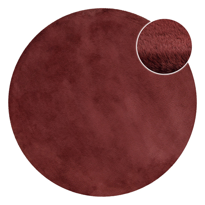 Esprit Teppich Rund Bordeaux Rot und sehr flauschig Hochflor "Alice"