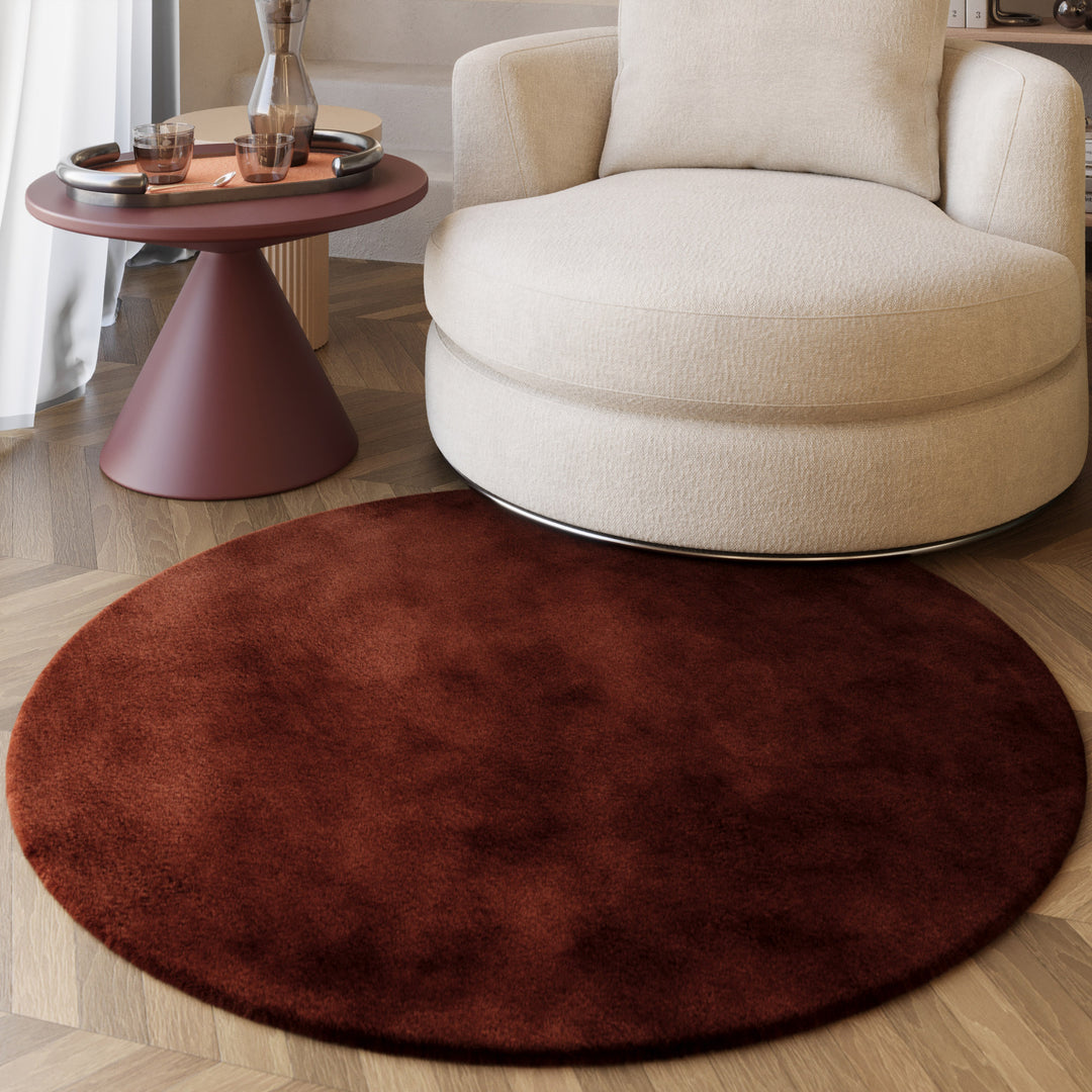 Alice Teppich bordeaux Hochflor rund
