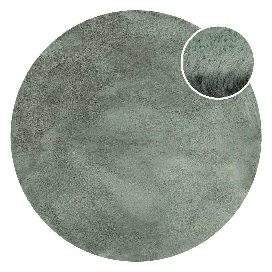 Alice Teppich türkis Hochflor rund