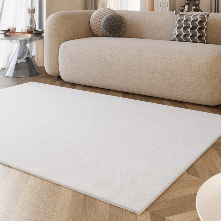 Alice Teppich beige weiß Hochflor rechteckig