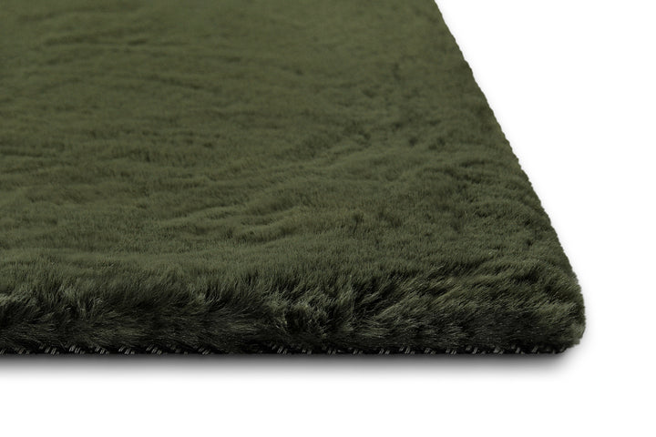 Hochflor Teppich Anna Oliv Grün Detailansicht Kante