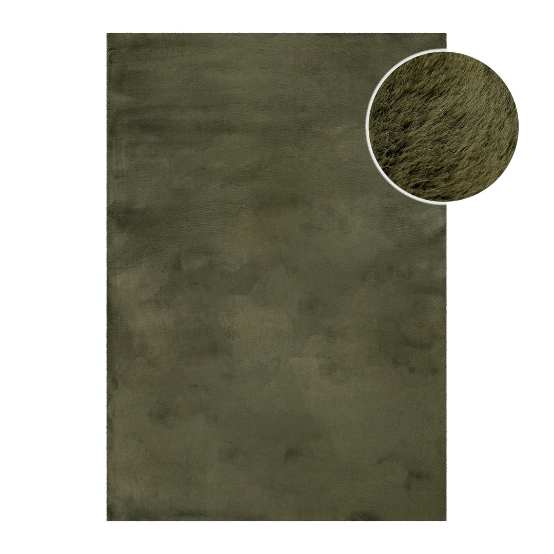 Anna Teppich olive Hochflor rechteckig