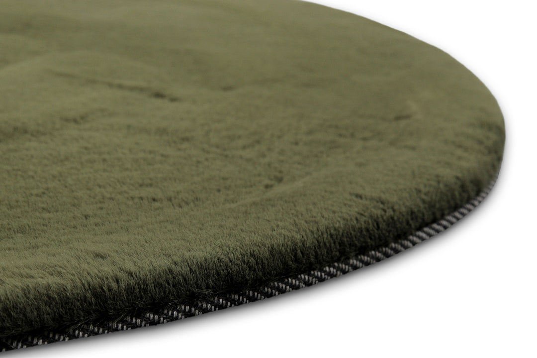 Anna Teppich olive Hochflor rund