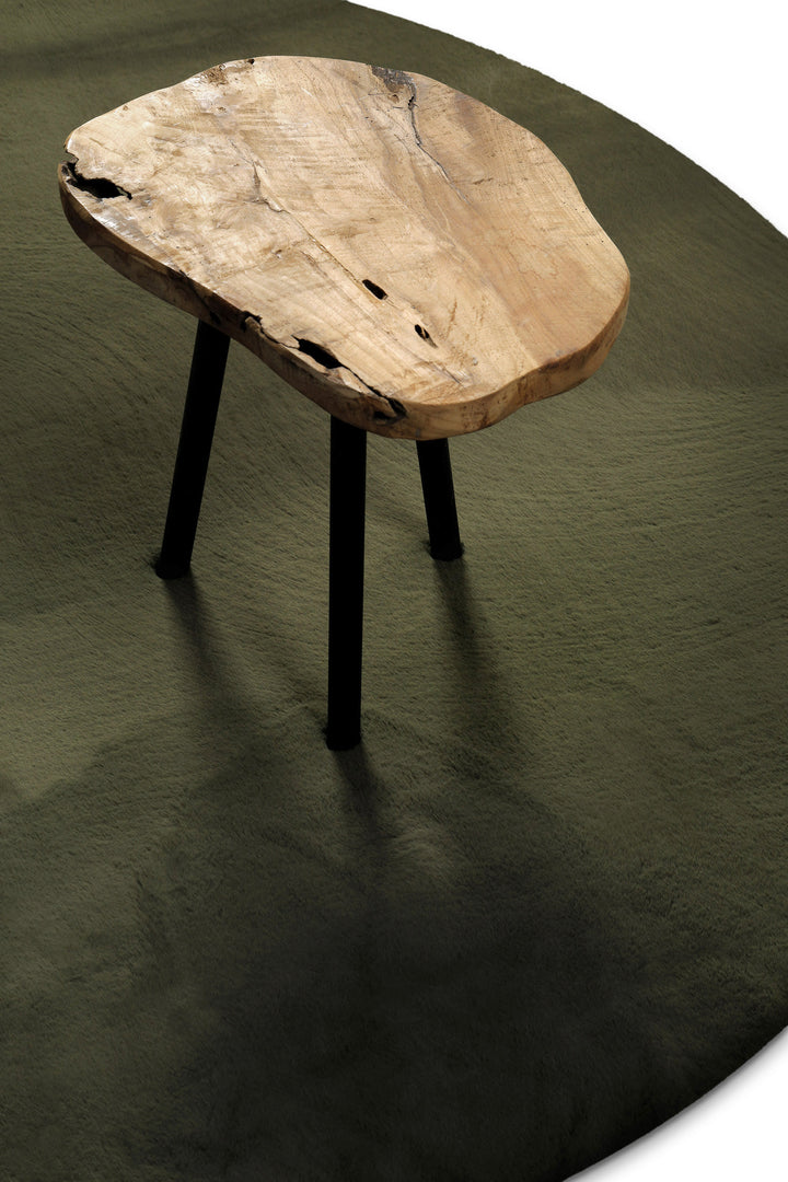 Anna Teppich olive Hochflor rund