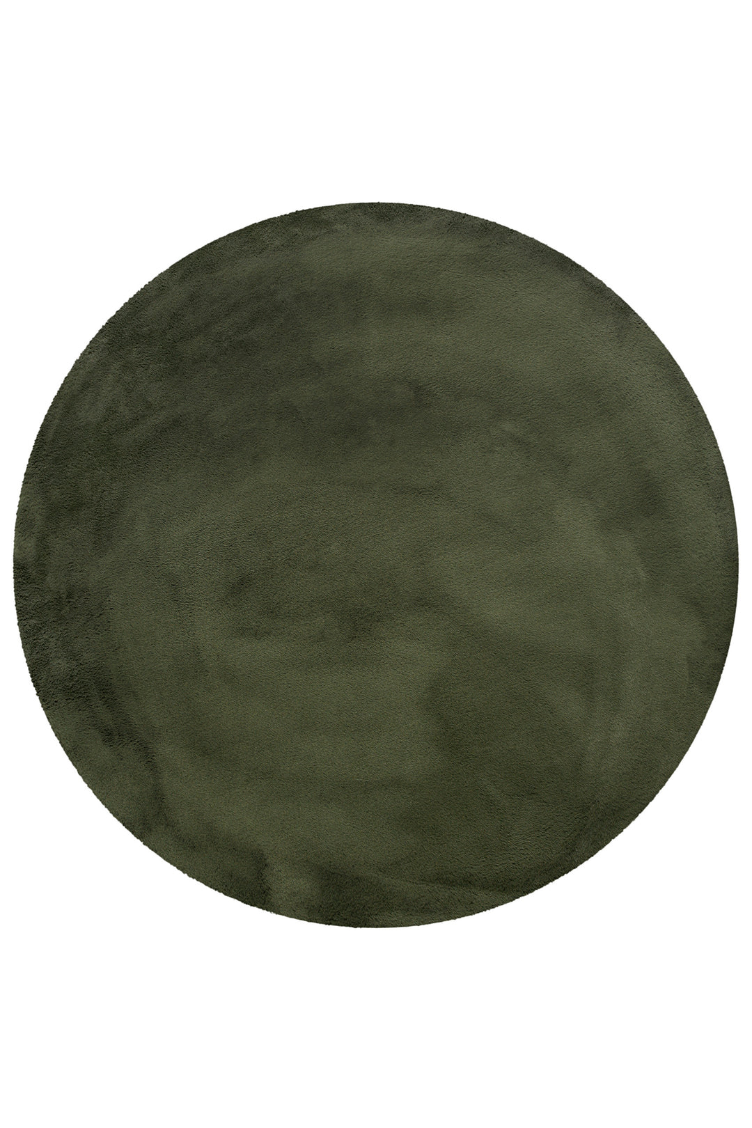 Hochflor Teppich Anna rund Oliv Grün Frontansicht