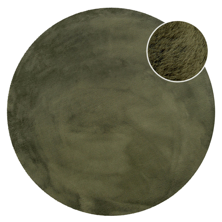 Anna Teppich olive Hochflor rund