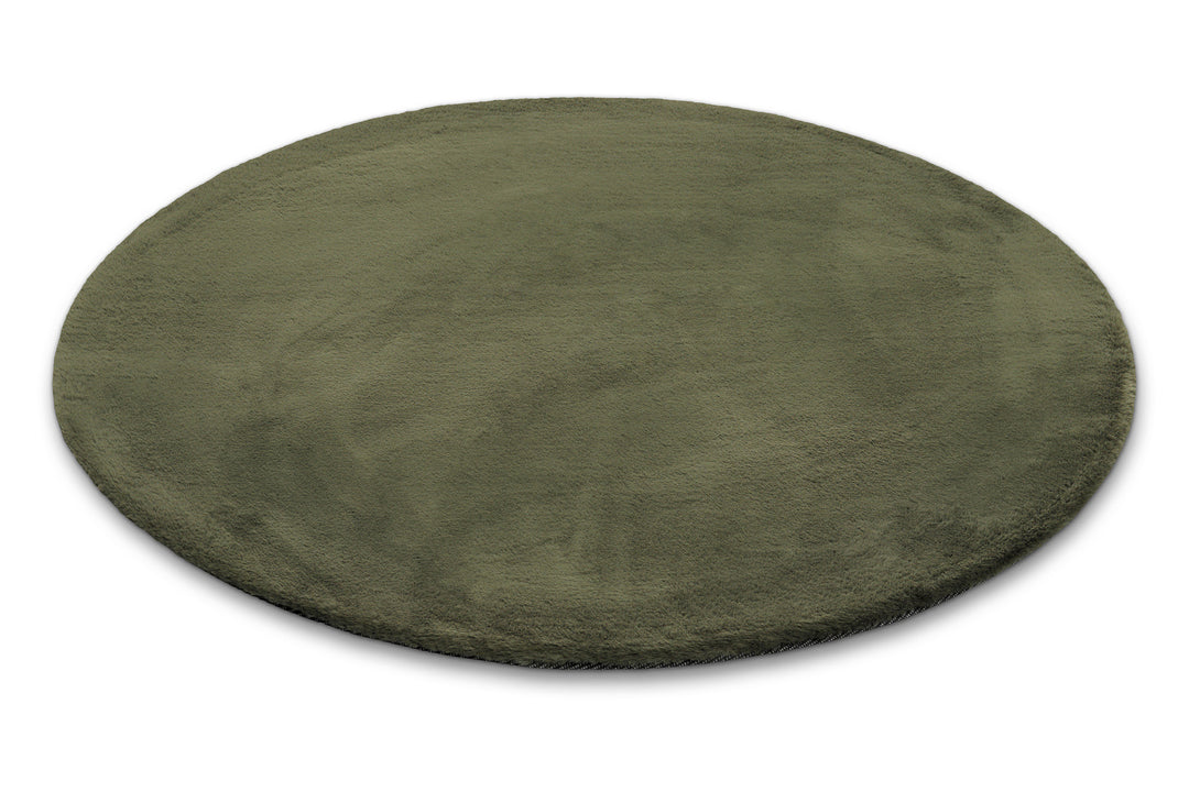 Anna Teppich olive Hochflor rund