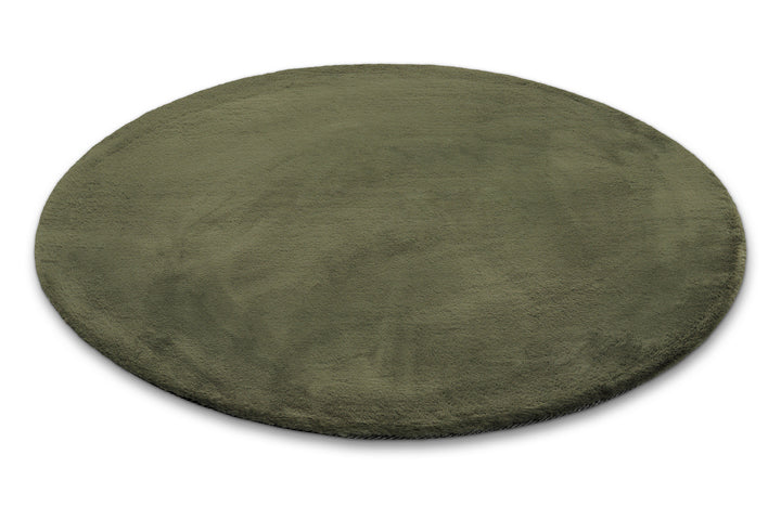 Anna Teppich olive Hochflor rund