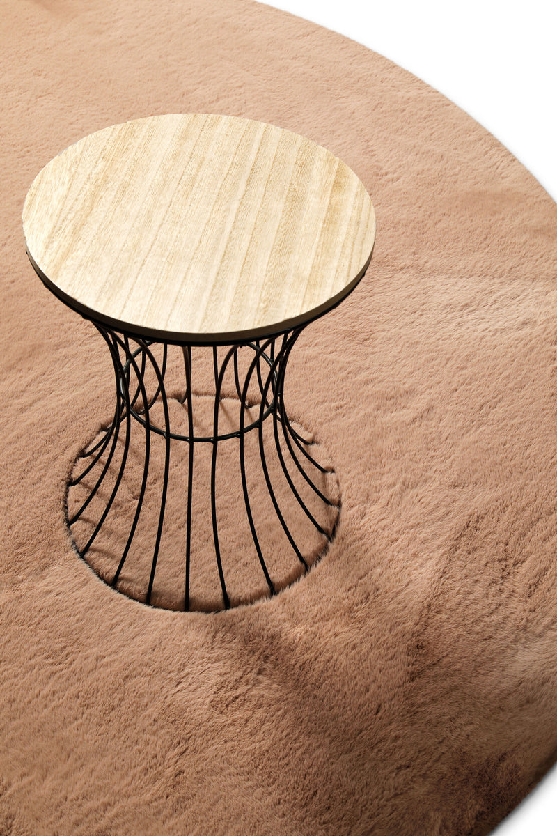 Kunstfell Teppich Rund Apricot flauschig und weich "Anna" WECONhome Basics