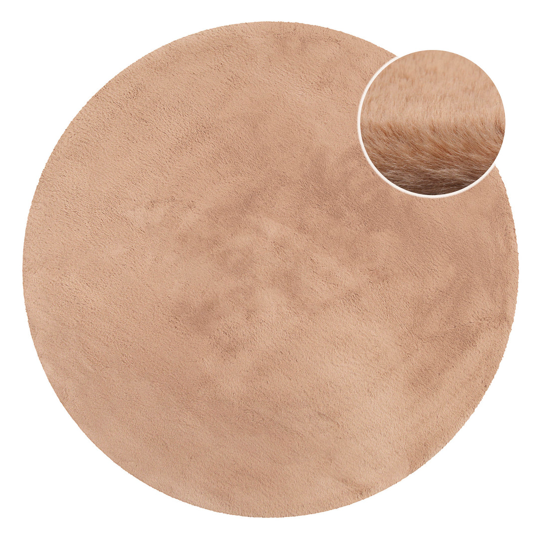 Anna Teppich apricot Hochflor rund