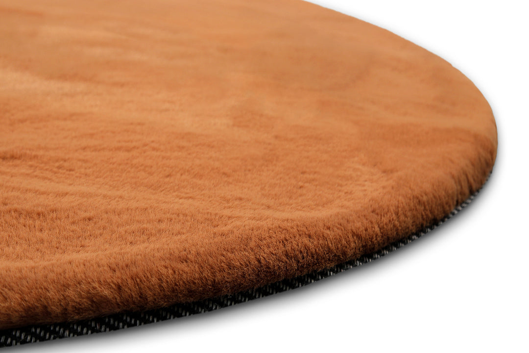 Anna Teppich terracotta Hochflor rund