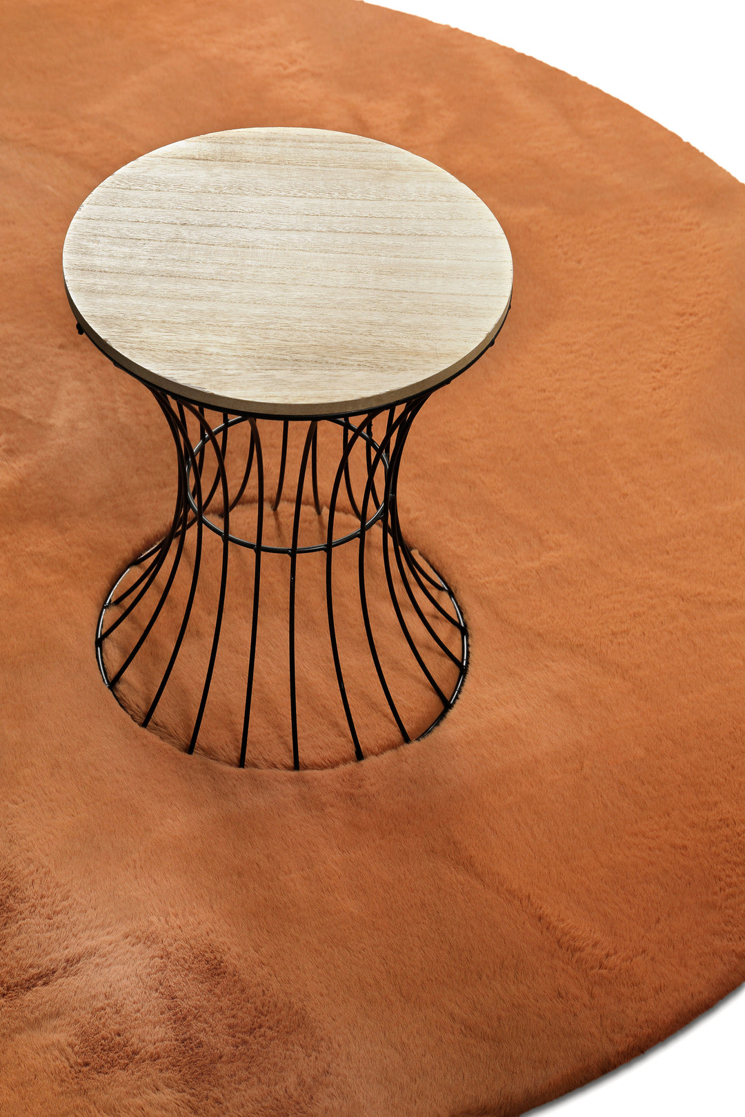 Anna Teppich terracotta Hochflor rund